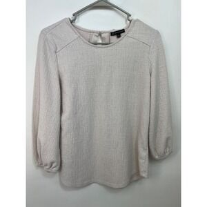 ADRIANNA PAPELL Light Pink Long Sleeve Textured Blouse Shirt Womens Size Small